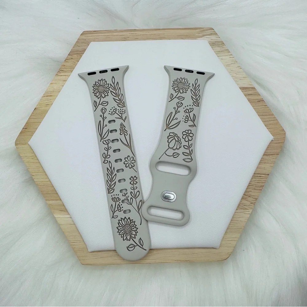 New Floral Design Apple Watch Bands 42mm 44mm 45mm 49mm Beige